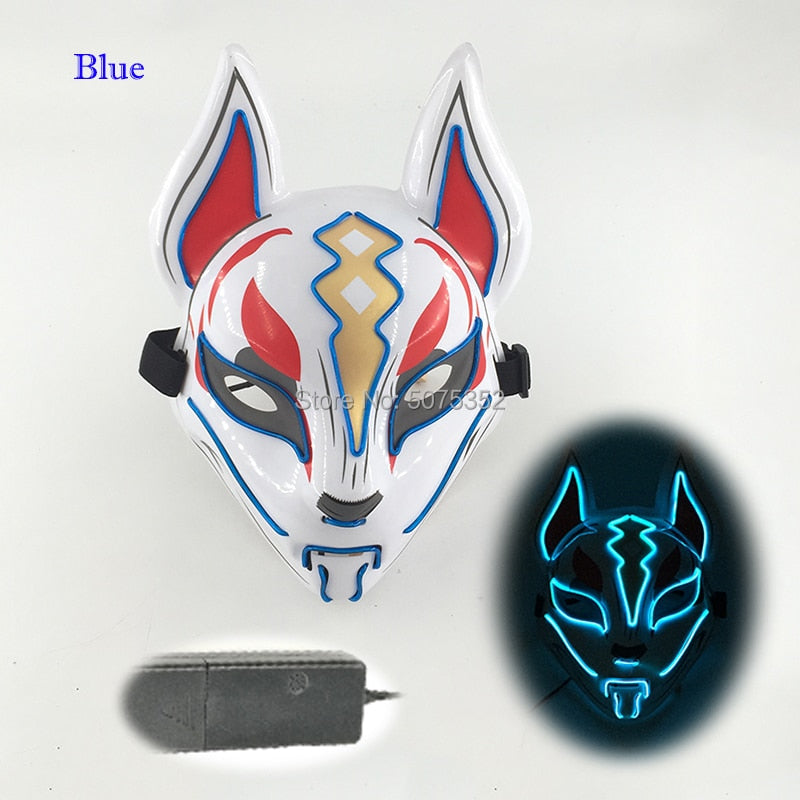 Anime Neon Fox Mask - Various Styles & Built in Options