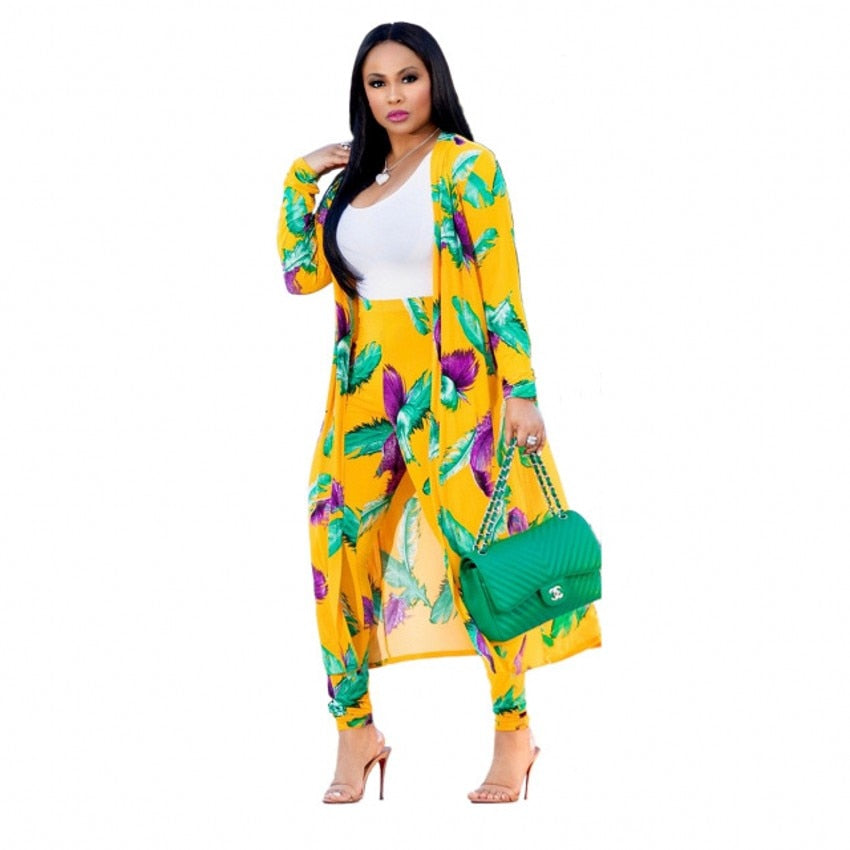 Women's 2 Piece Summer Suit - Long Overtop & Leggings - Various Designs