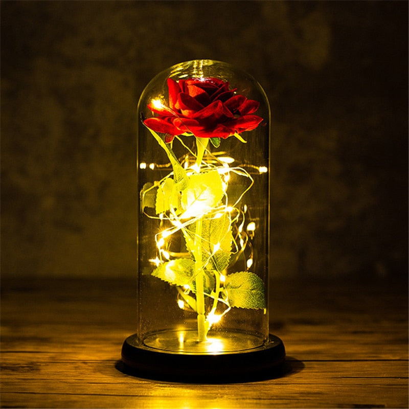 LED Foil Rose in Glass Cover - Various Styles