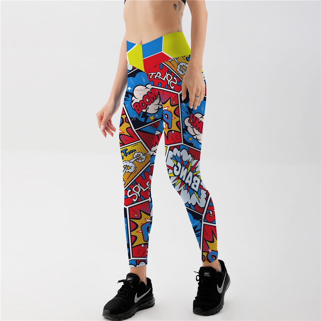 Comic Book Style Fitness Gym High Waist Leggings