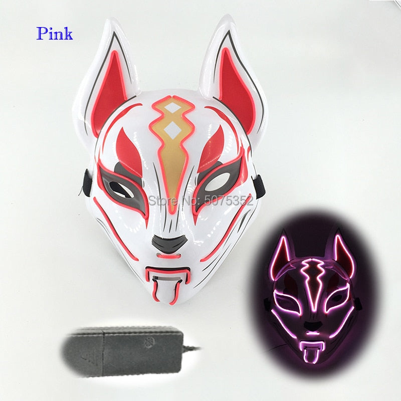 Anime Neon Fox Mask - Various Styles & Built in Options