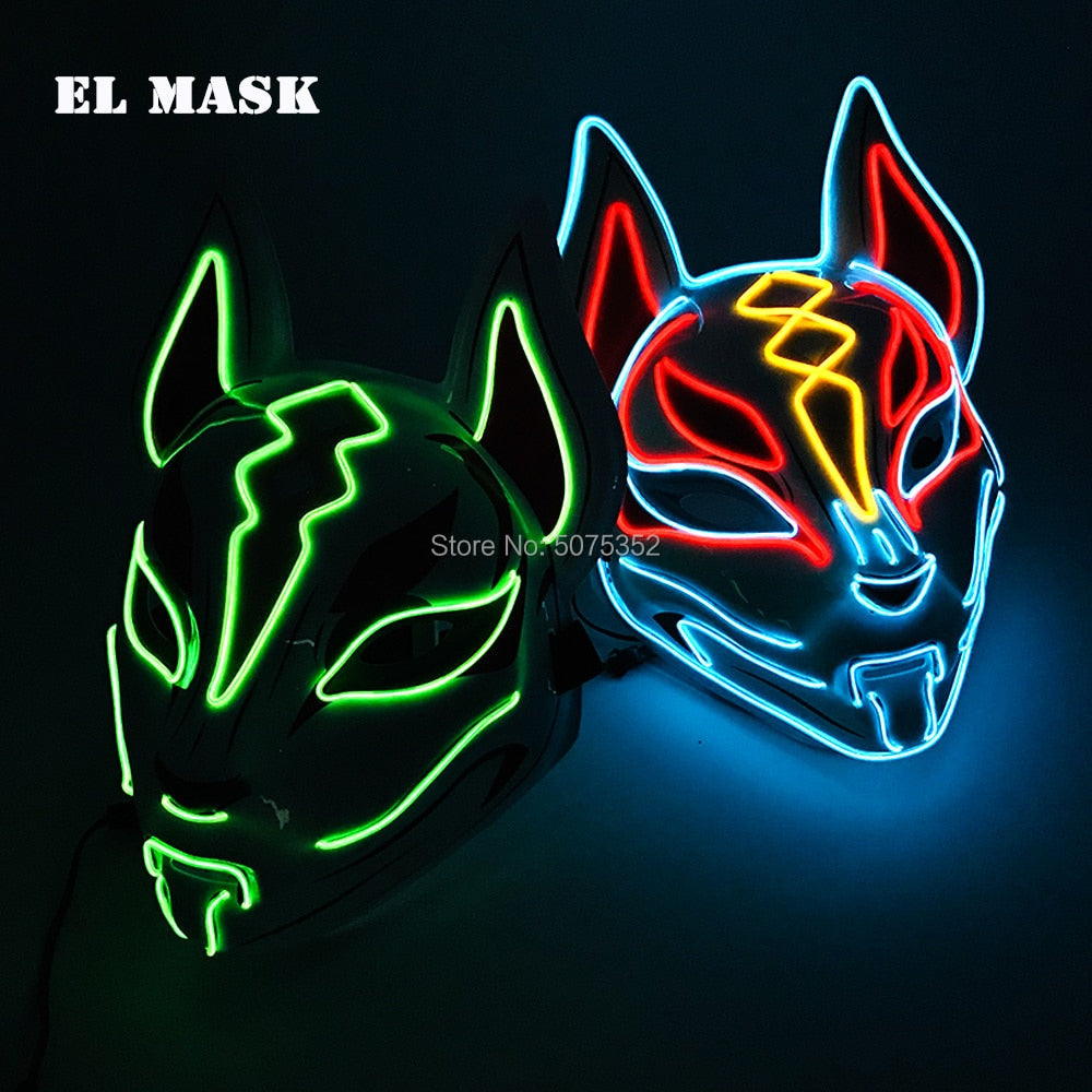 Anime Neon Fox Mask - Various Styles & Built in Options