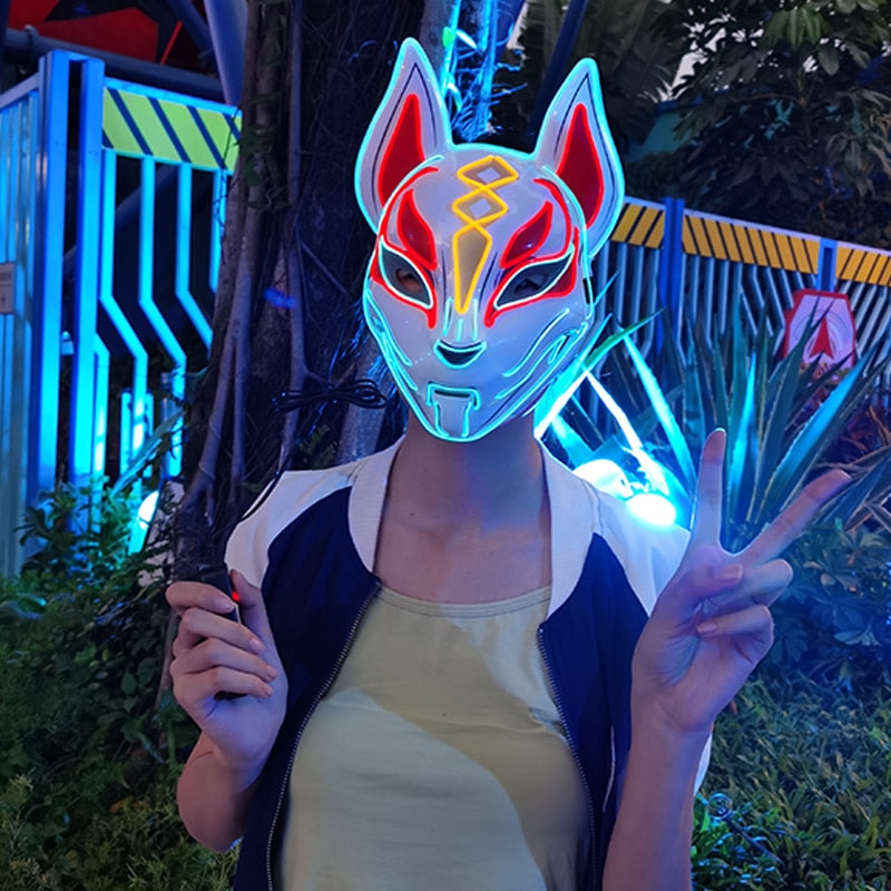 Anime Neon Fox Mask - Various Styles & Built in Options