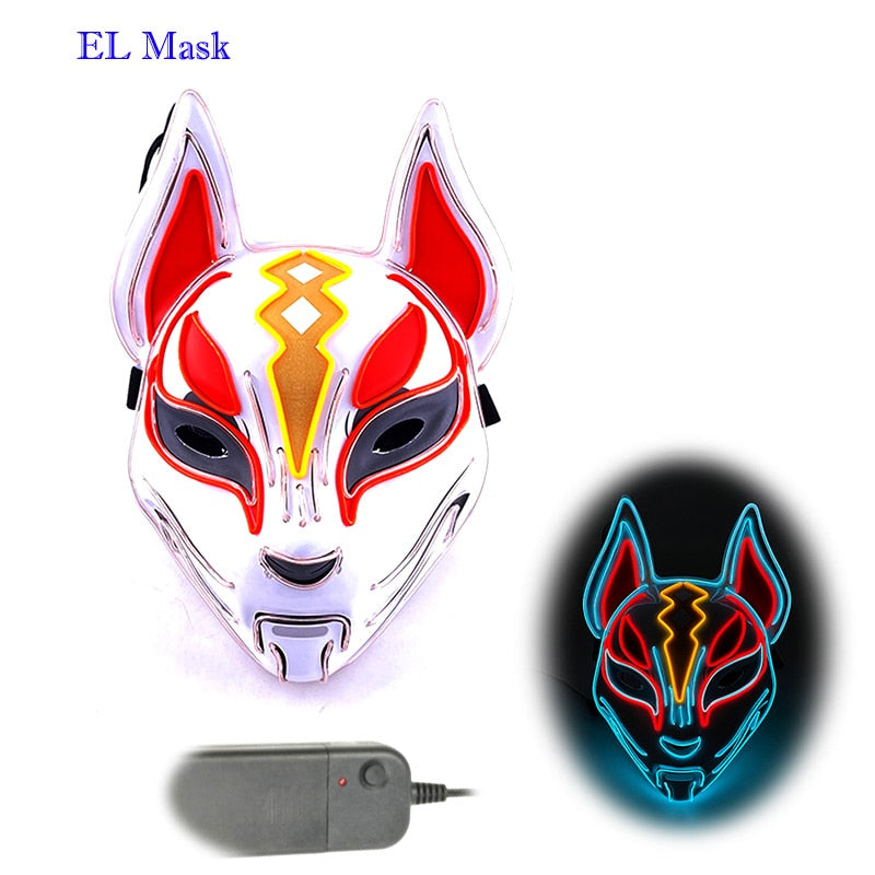 Anime Neon Fox Mask - Various Styles & Built in Options