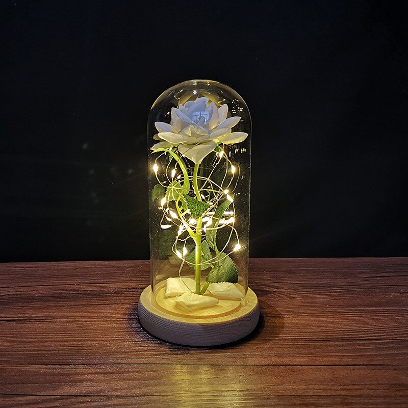 LED Foil Rose in Glass Cover - Various Styles