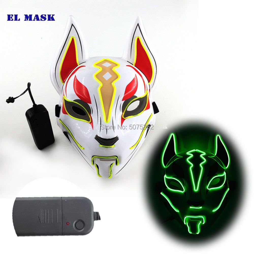 Anime Neon Fox Mask - Various Styles & Built in Options