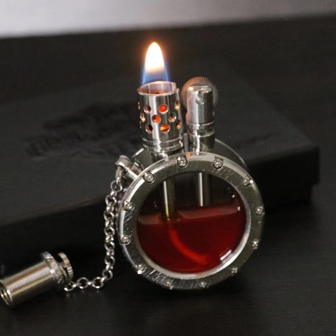 Handmade Copper Gasoline Lighter with Transparent Tank