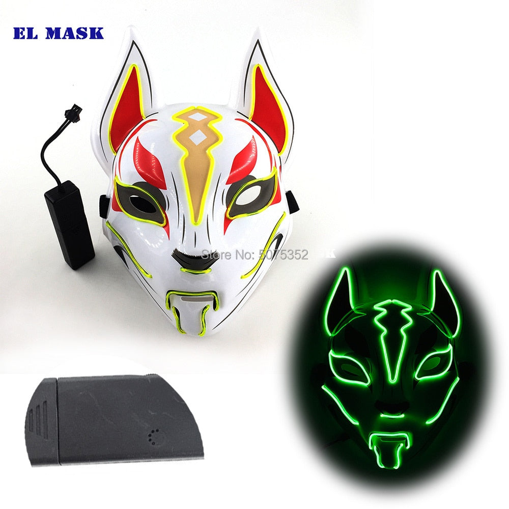 Anime Neon Fox Mask - Various Styles & Built in Options