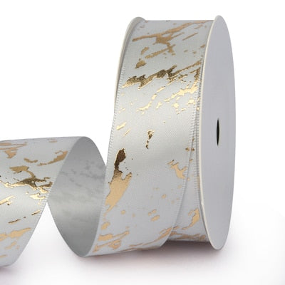 25mm Gift Ribbon Rolls - Marble Foil Effect - Various Colours