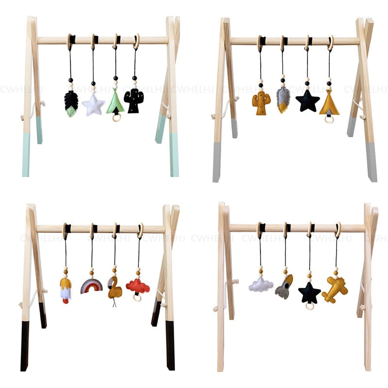 Wooden Baby Sensory Play Gym - Frame and/or Choice of Hanging Toys