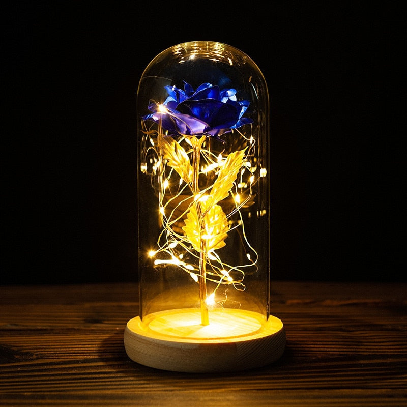 LED Foil Rose in Glass Cover - Various Styles