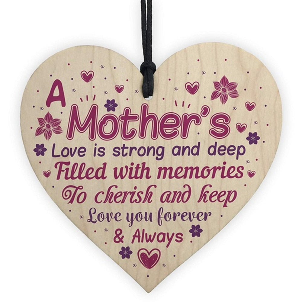 Happy Mothers Day Wooden Hanging Heart Sign