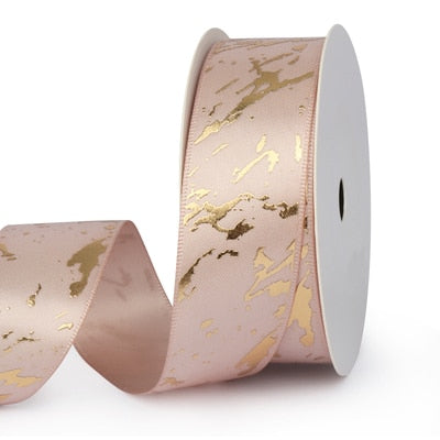 25mm Gift Ribbon Rolls - Marble Foil Effect - Various Colours