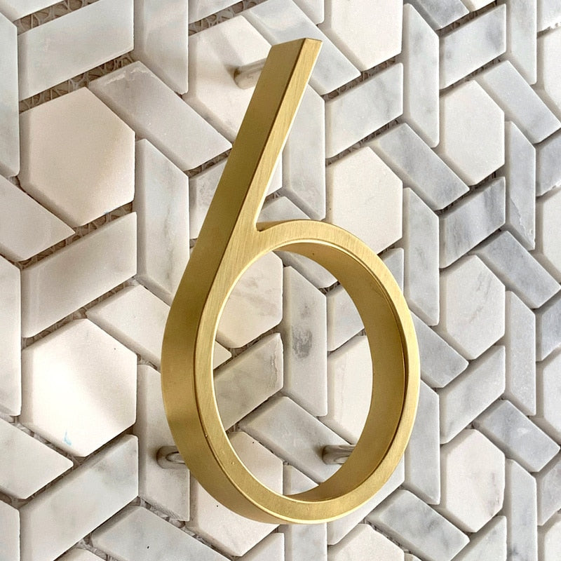 125mm Golden/Brass House Numbers - A/B/C - 0 to 9