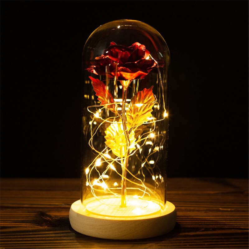 LED Foil Rose in Glass Cover - Various Styles