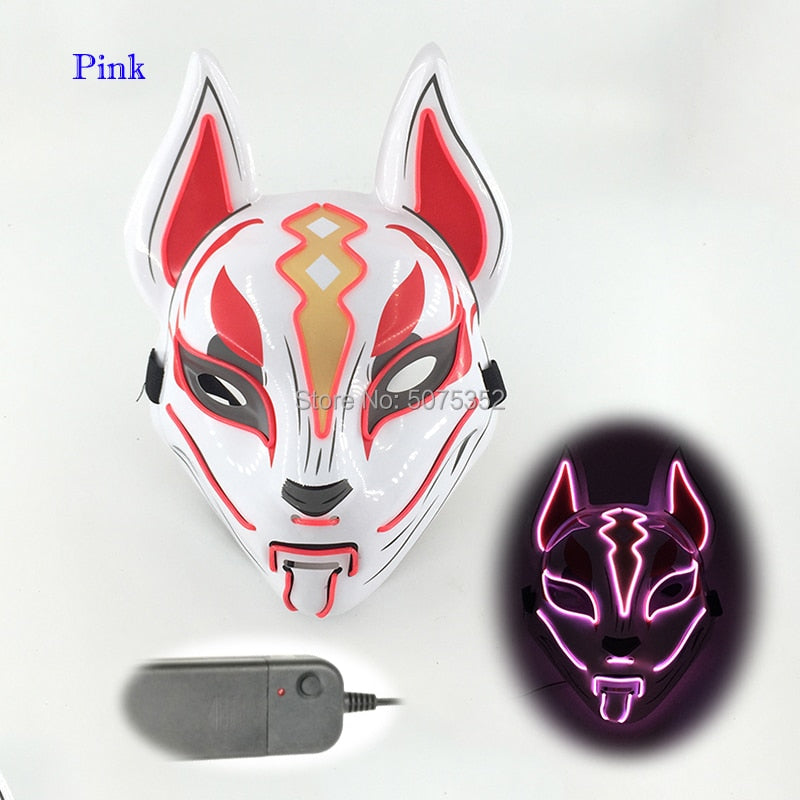 Anime Neon Fox Mask - Various Styles & Built in Options