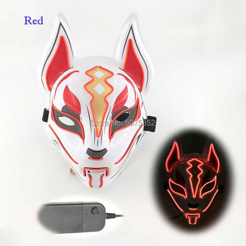 Anime Neon Fox Mask - Various Styles & Built in Options