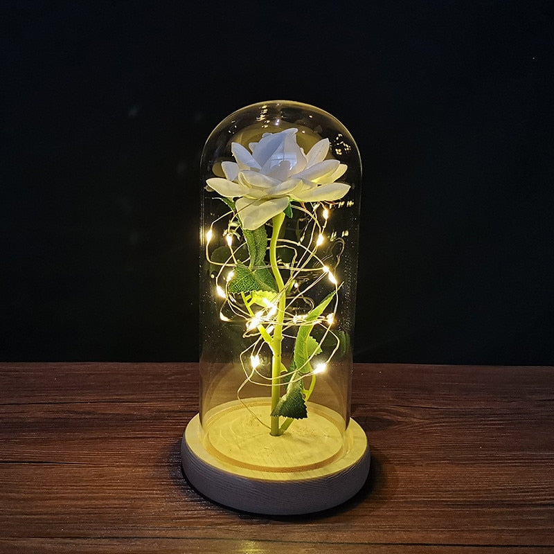 LED Foil Rose in Glass Cover - Various Styles