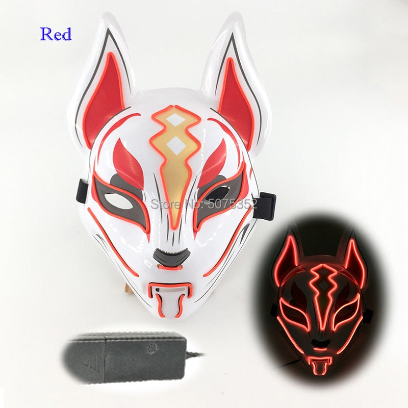 Anime Neon Fox Mask - Various Styles & Built in Options