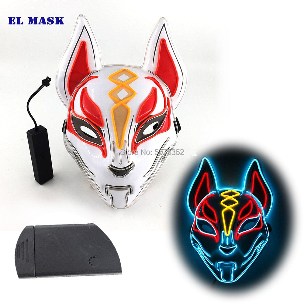 Anime Neon Fox Mask - Various Styles & Built in Options