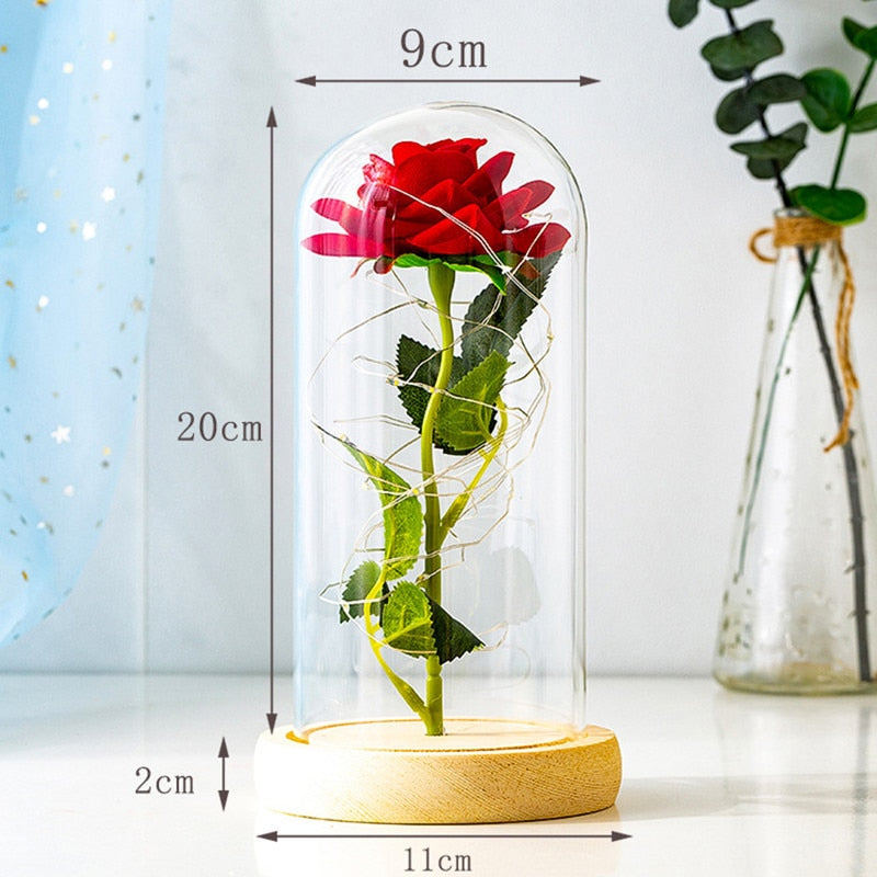 LED Foil Rose in Glass Cover - Various Styles