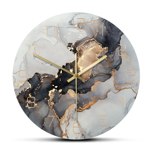 Marble Effect Wall Clock - Modern Art - Various Styles in LED Frame