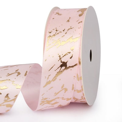 25mm Gift Ribbon Rolls - Marble Foil Effect - Various Colours