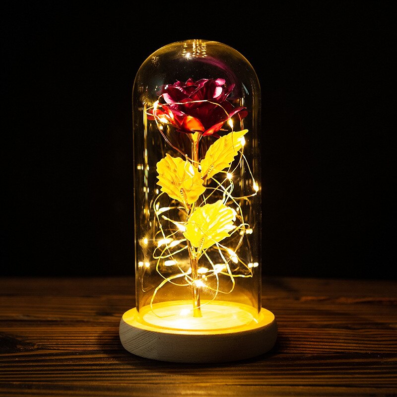 LED Foil Rose in Glass Cover - Various Styles