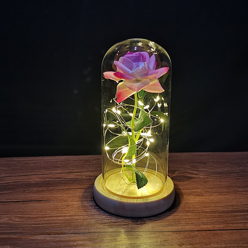 LED Foil Rose in Glass Cover - Various Styles