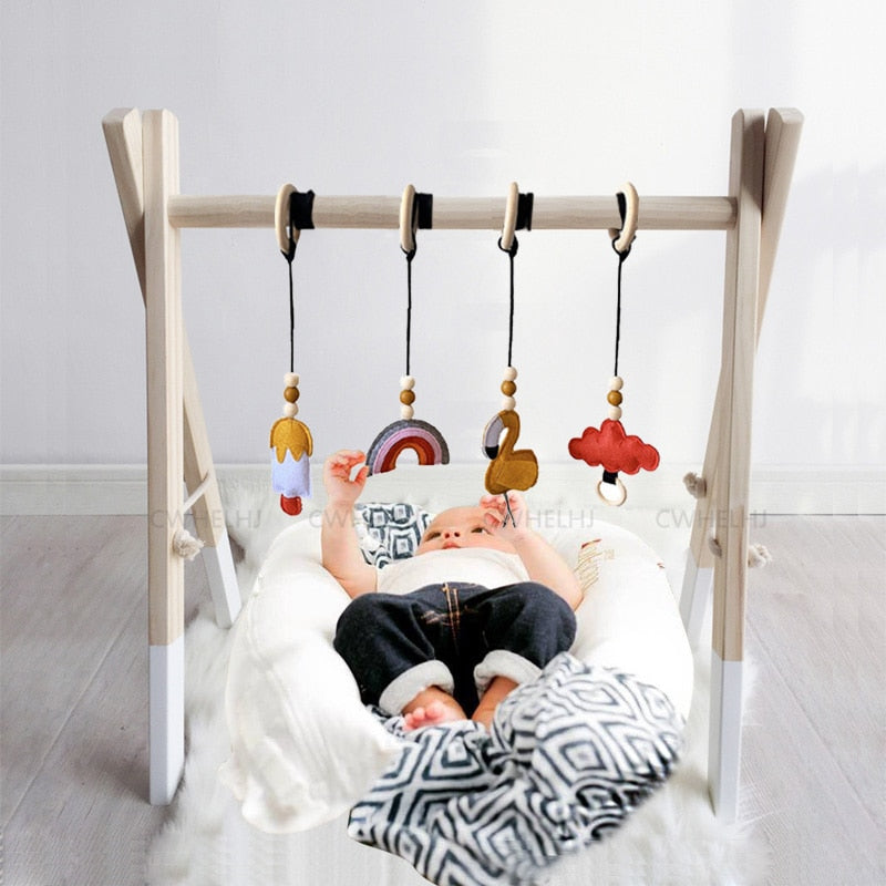 Wooden Baby Sensory Play Gym - Frame and/or Choice of Hanging Toys