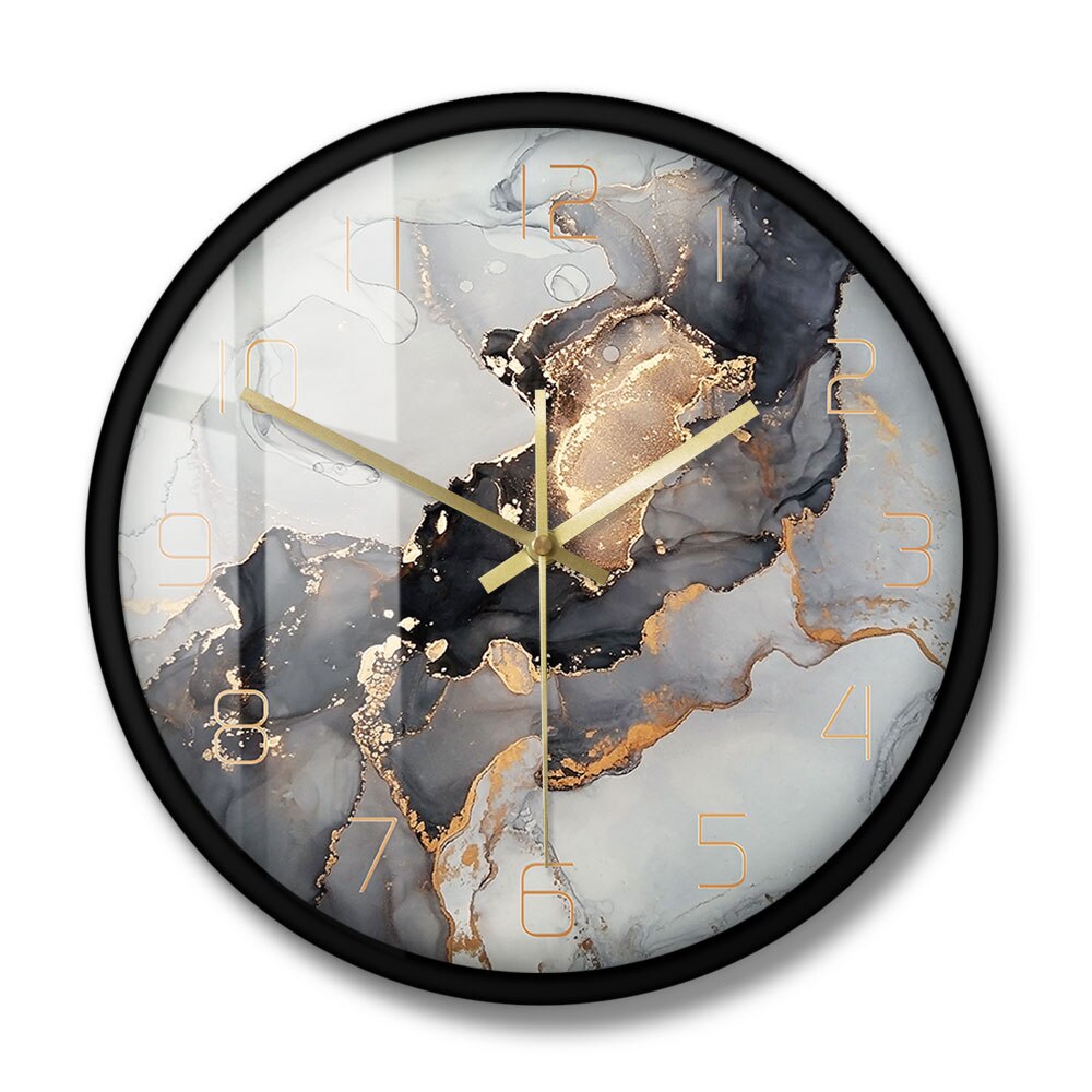 Marble Effect Wall Clock - Modern Art - Various Styles in LED Frame