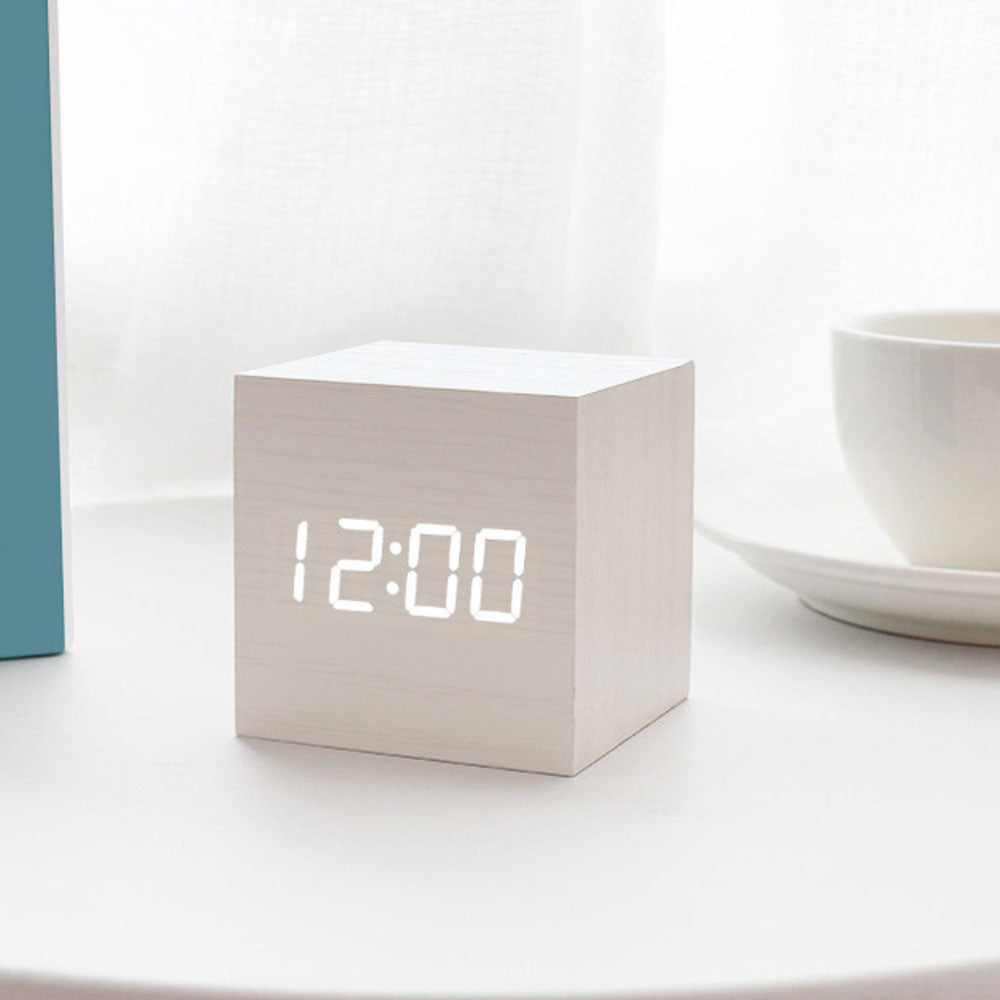 Wooden Block Effect Digital Desk Clock