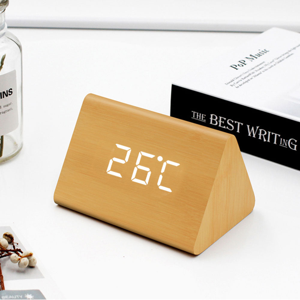 Wooden Block Effect Digital Desk Clock