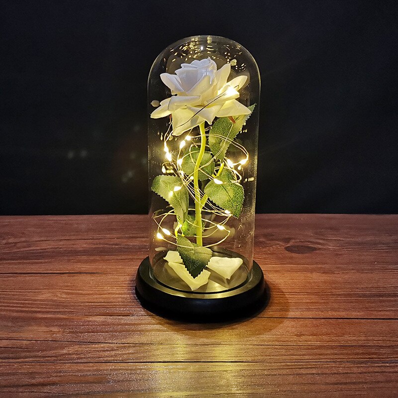 LED Foil Rose in Glass Cover - Various Styles