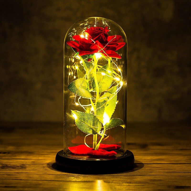 LED Foil Rose in Glass Cover - Various Styles