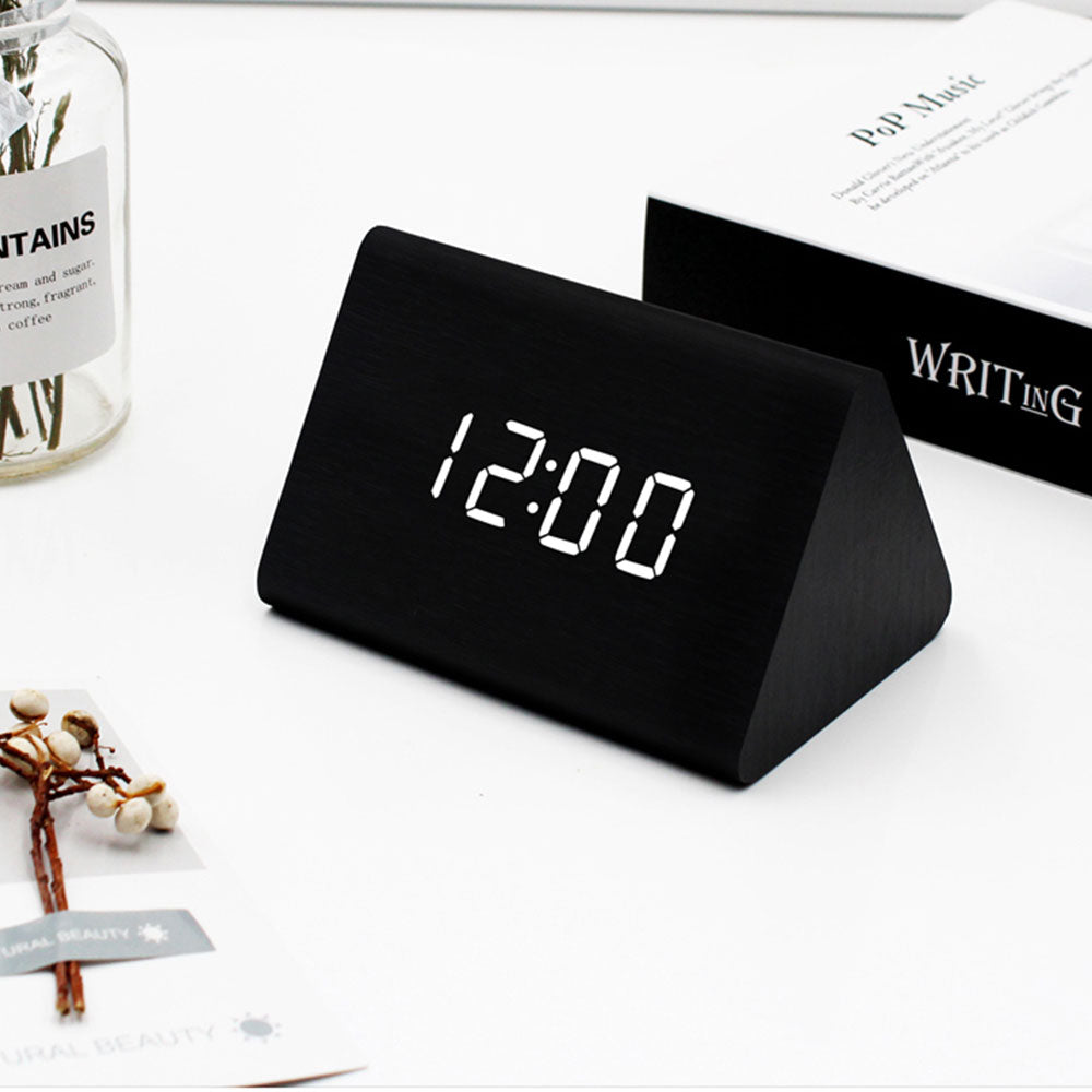 Wooden Block Effect Digital Desk Clock