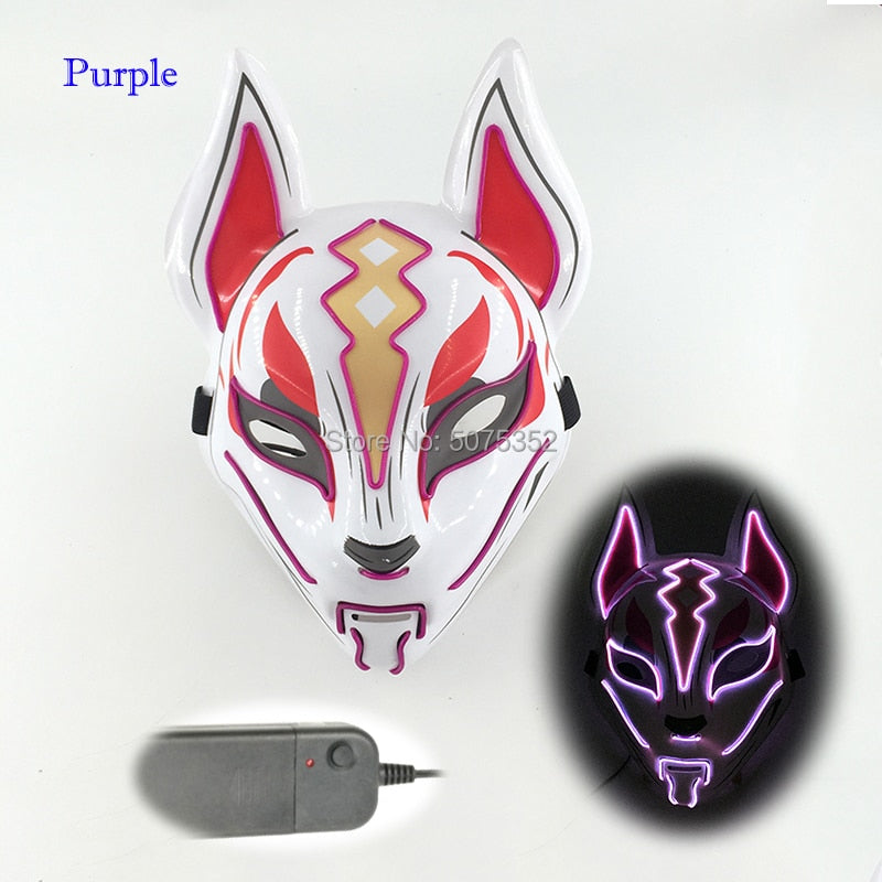 Anime Neon Fox Mask - Various Styles & Built in Options