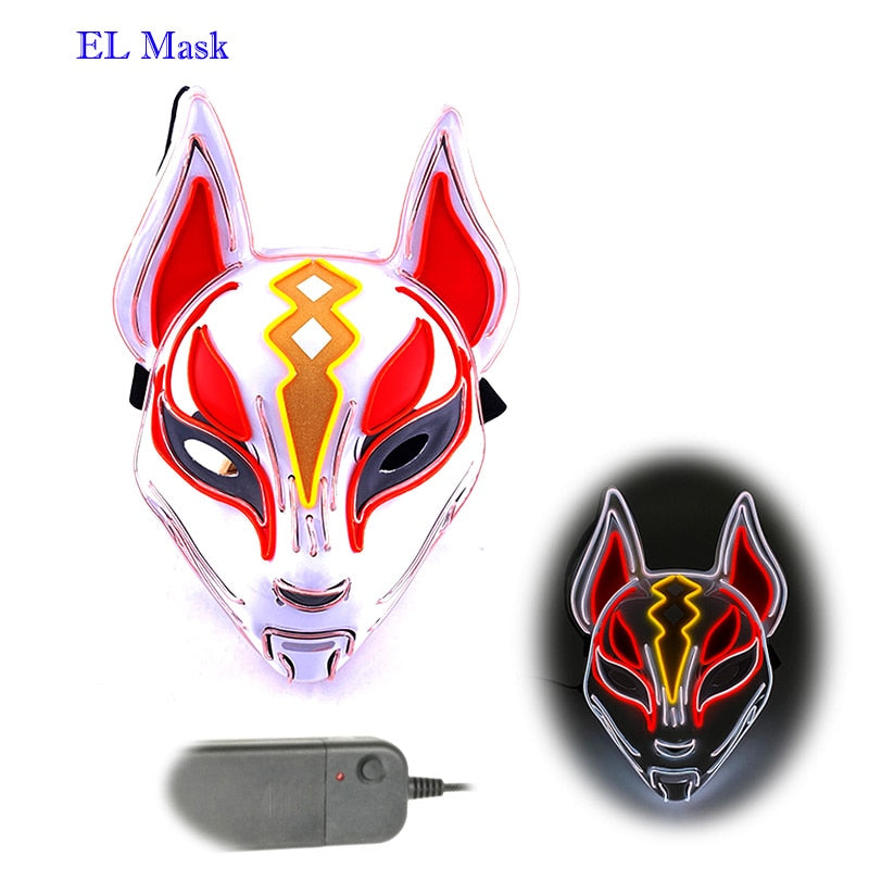 Anime Neon Fox Mask - Various Styles & Built in Options