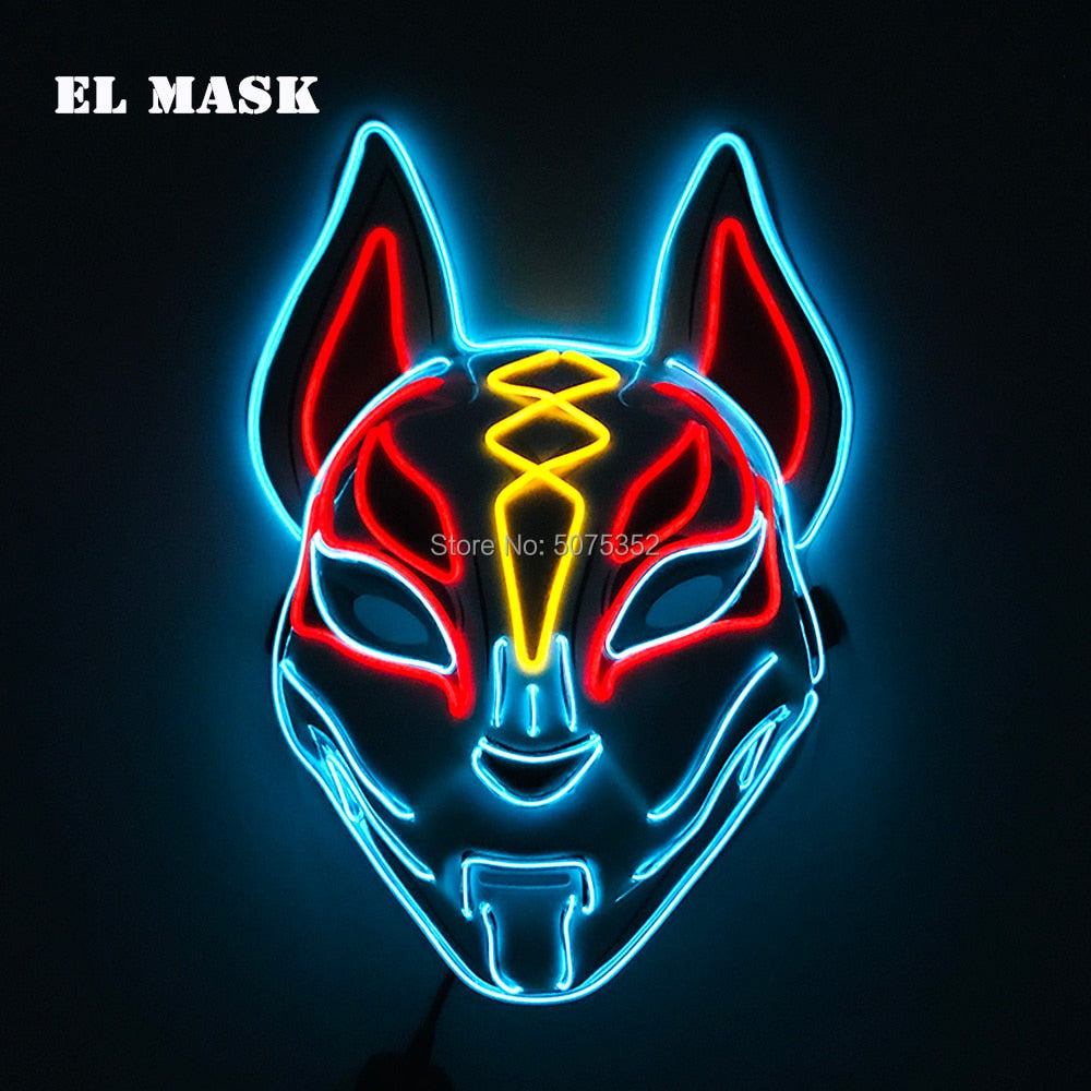 Anime Neon Fox Mask - Various Styles & Built in Options