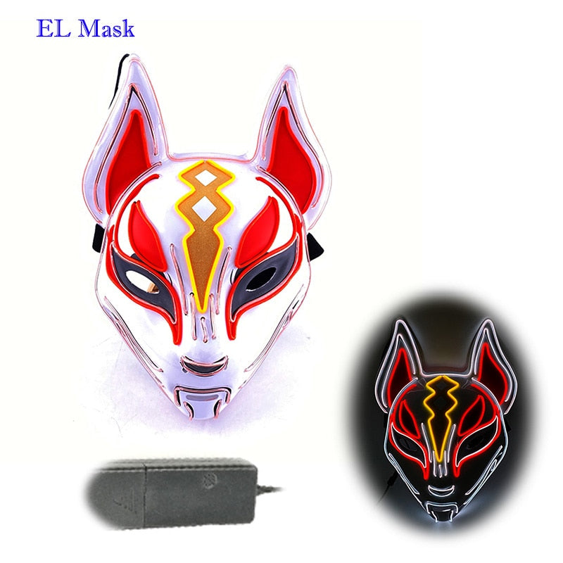 Anime Neon Fox Mask - Various Styles & Built in Options