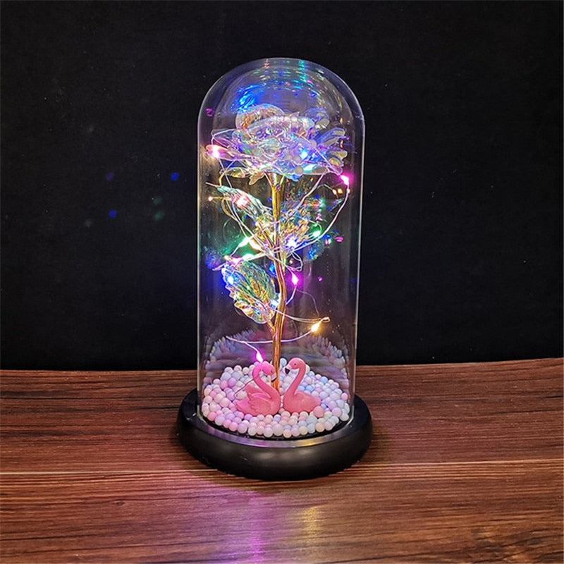 LED Foil Rose in Glass Cover - Various Styles