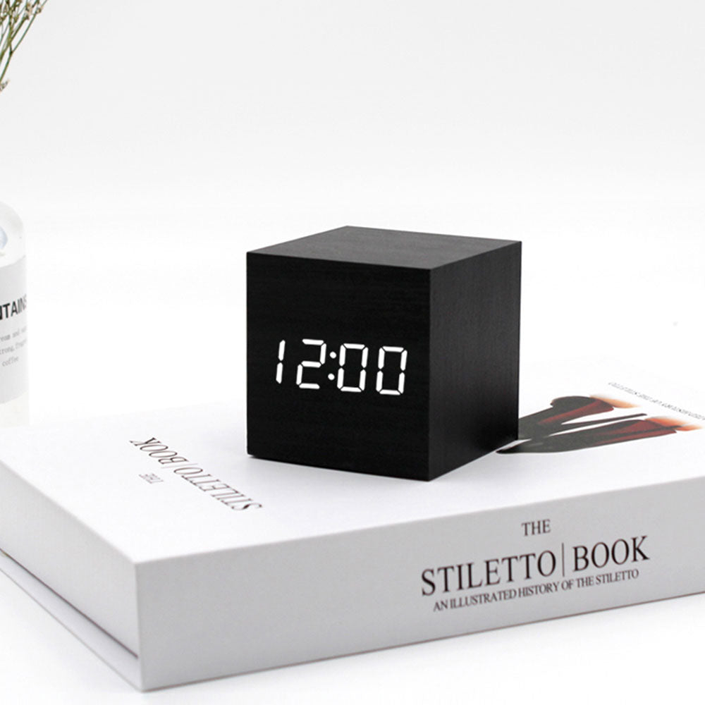 Wooden Block Effect Digital Desk Clock