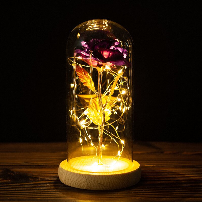 LED Foil Rose in Glass Cover - Various Styles