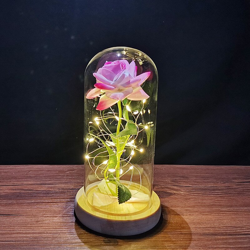 LED Foil Rose in Glass Cover - Various Styles