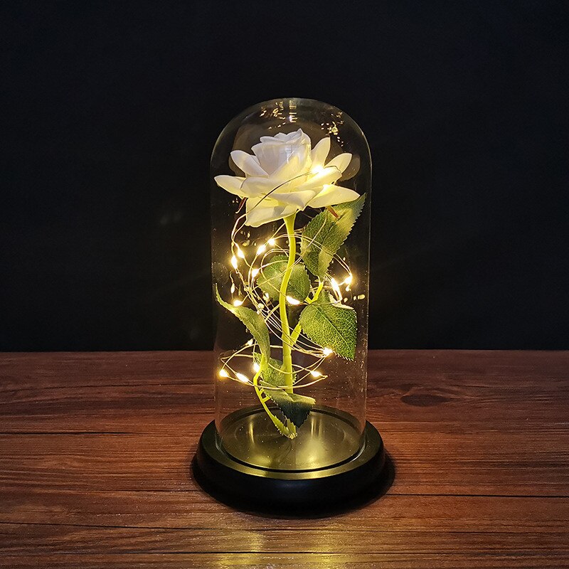 LED Foil Rose in Glass Cover - Various Styles