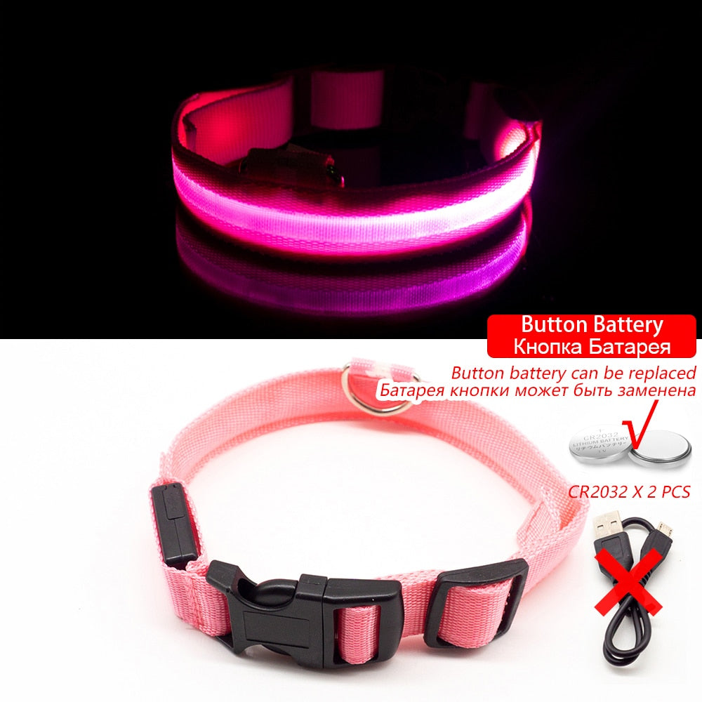 USB Charging Led Dog Collar - Various Sizes & Colours