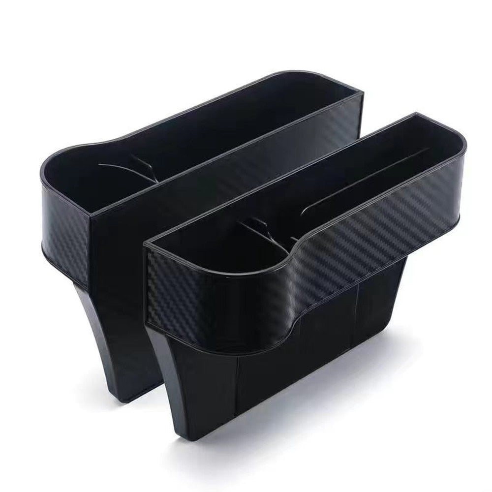 Car Seat Organizer - Universal Fit with Can Holder - Carbon Effect