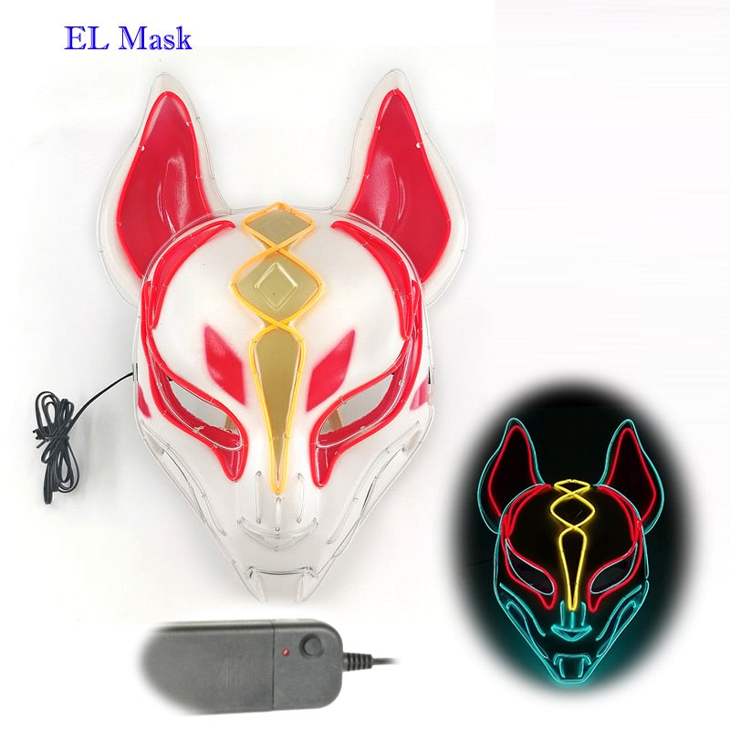 Anime Neon Fox Mask - Various Styles & Built in Options