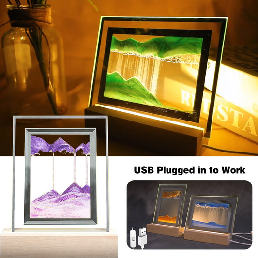 LED Sand Hourglass Falling Picture Frame - Modern Art - Various Designs