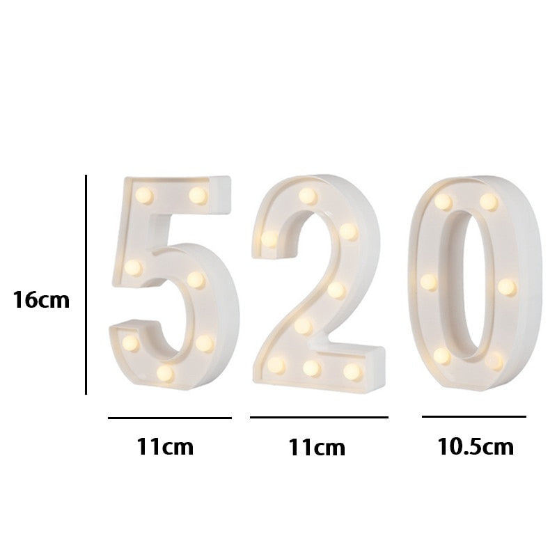 16cm High Number & Letter LED Lights - A to Z - 0 to 9